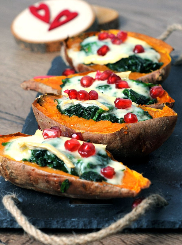 Pieczone bataty ze szpinakiem